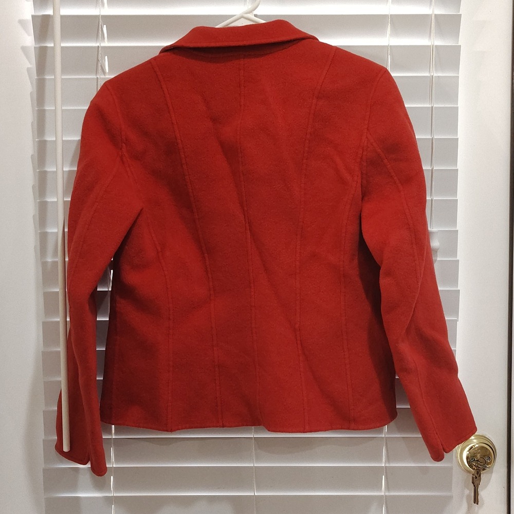 Wool Blazer Jacket Women SZ 8 Rust Open Front Academia Neutral Old Money Natural - Picture 5 of 5